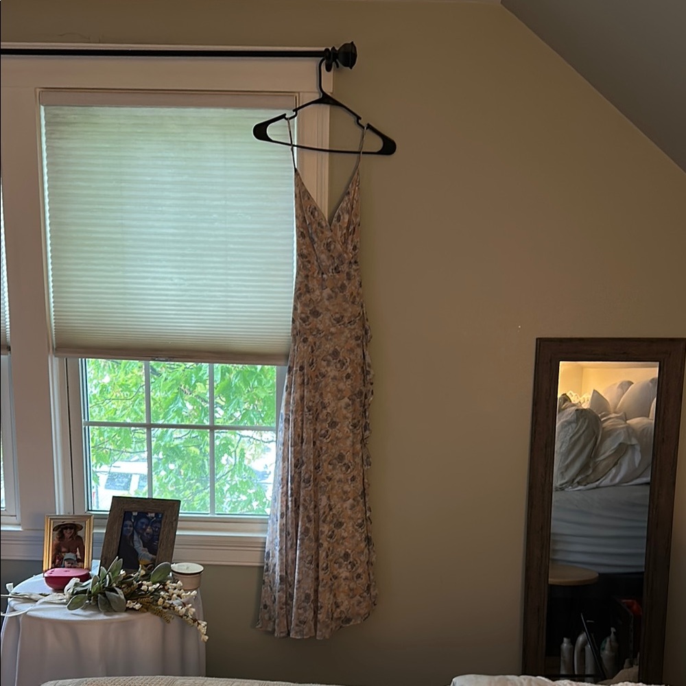 Astr Gray and Cream V-Neck Sundress for Weddings